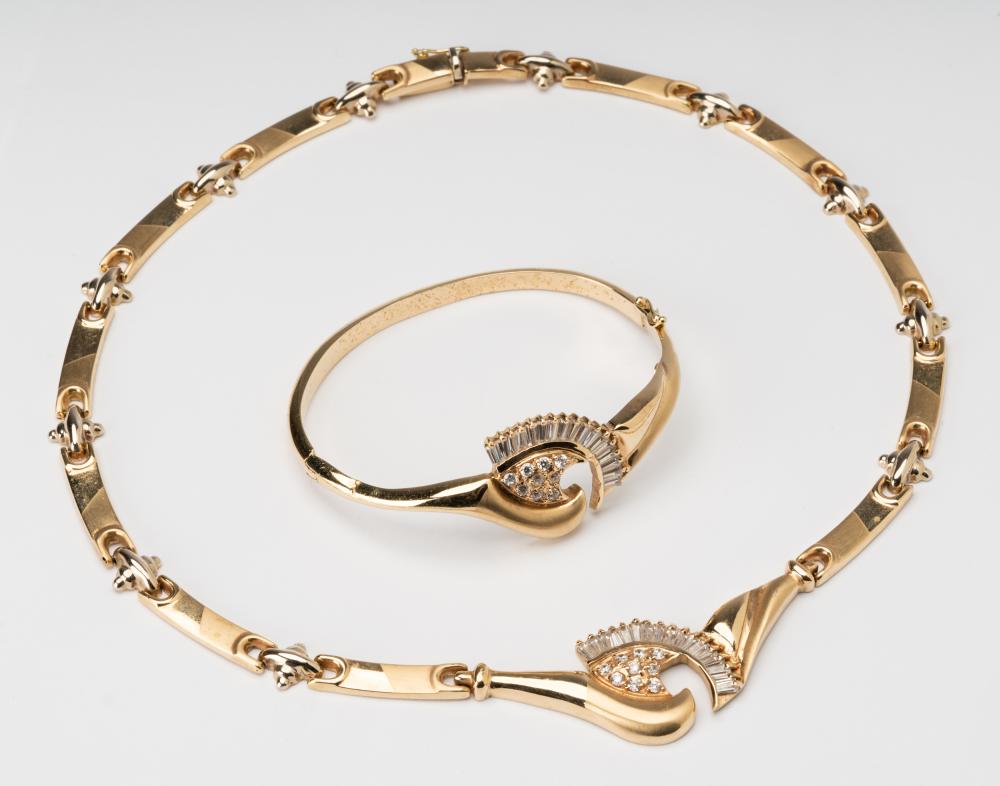 SUITE OF 14 KARAT YELLOW GOLD &