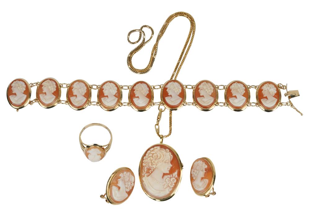 SUITE OF 14 KARAT YELLOW GOLD &