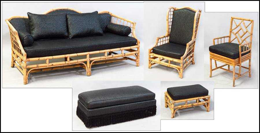 SUITE OF BAMBOO FURNITURE.