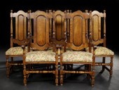 Suite of Eight English Oak Din