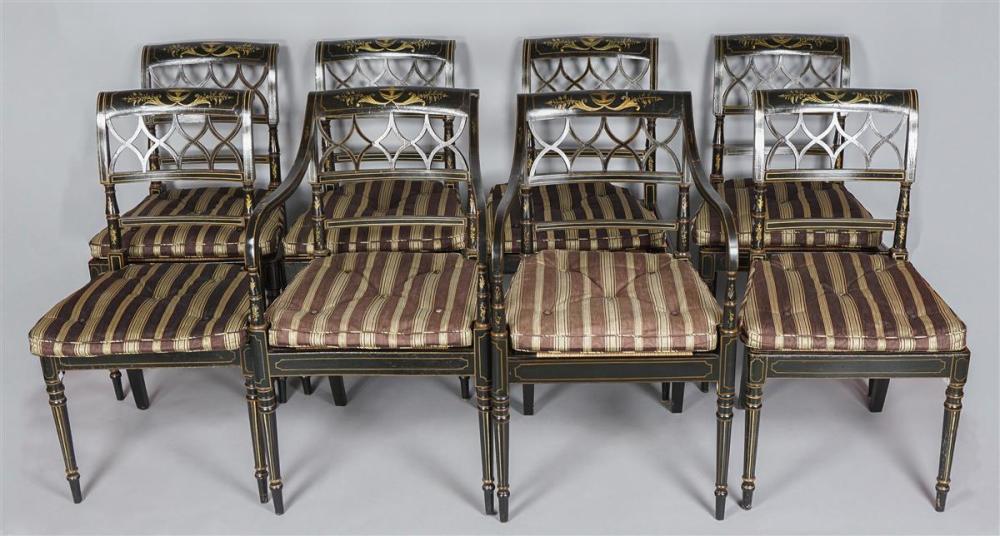 SUITE OF EIGHT REGENCY EBONIZED AND
