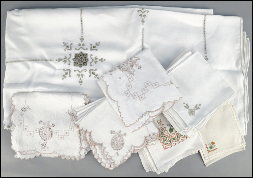 SUITE OF EMBROIDERED TABLE