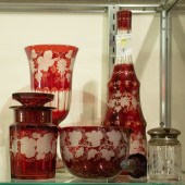 SUITE OF FOUR BOHEMIAN CRANBER