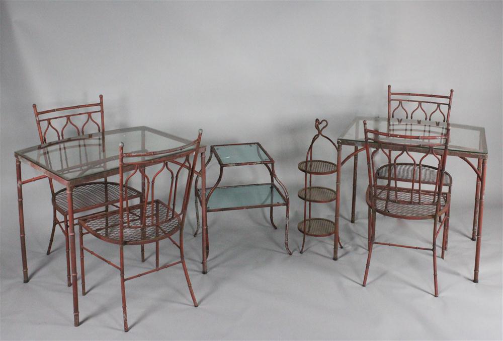 SUITE OF METAL BAMBOO GARDEN