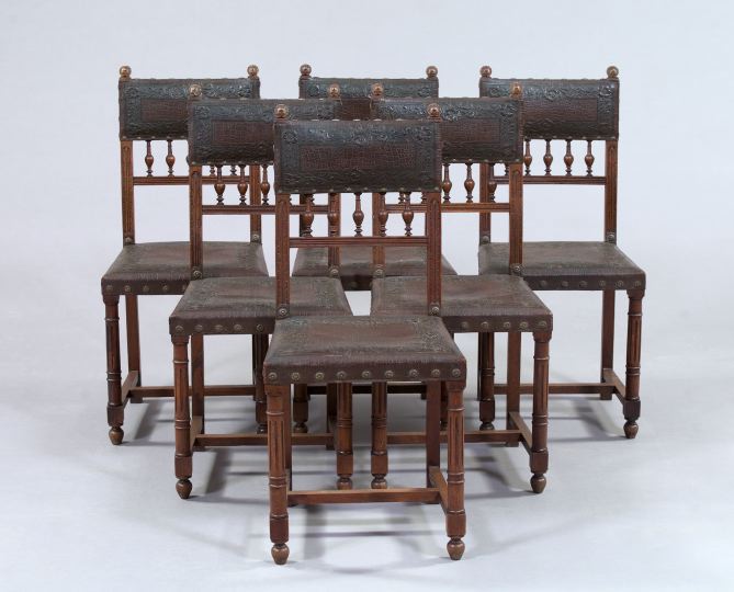 Suite of Six Henri II-Style Oak and