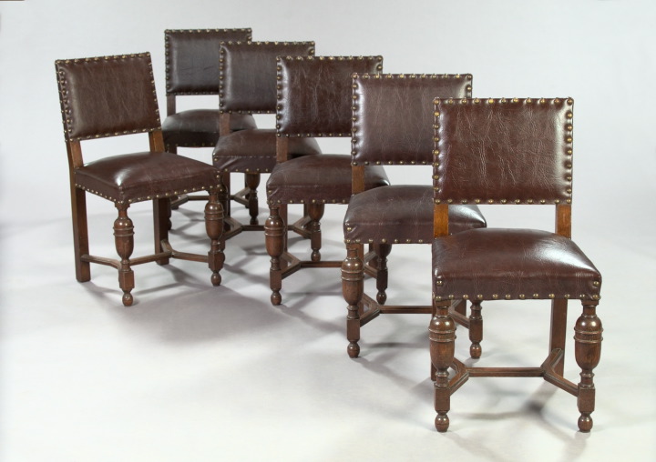 Suite of Six Jacobean Revival Oak