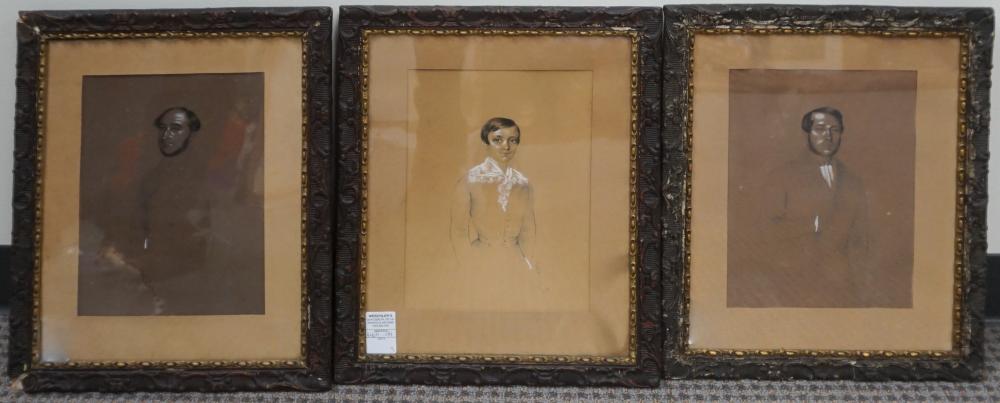 SUITE OF THREE PORTRAITS, CHALK,