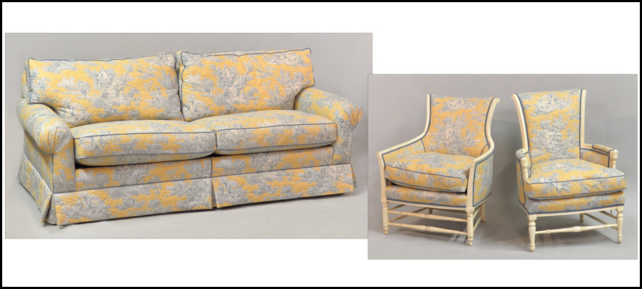 SUITE OF TOILE UPHOLSTERE