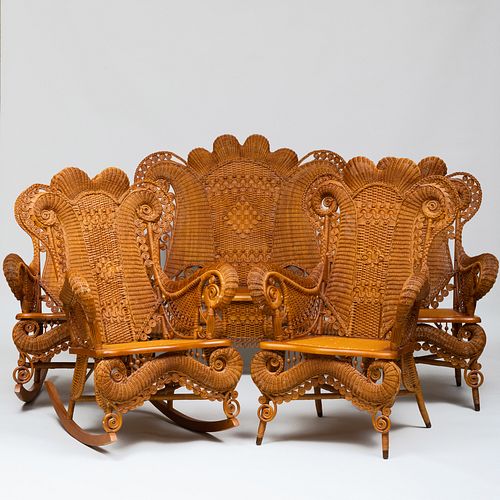 SUITE OF VICTORIAN STYLE WICKER
