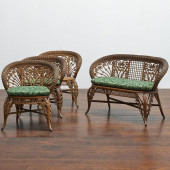 SUITE OF VICTORIAN WICKER SEAT