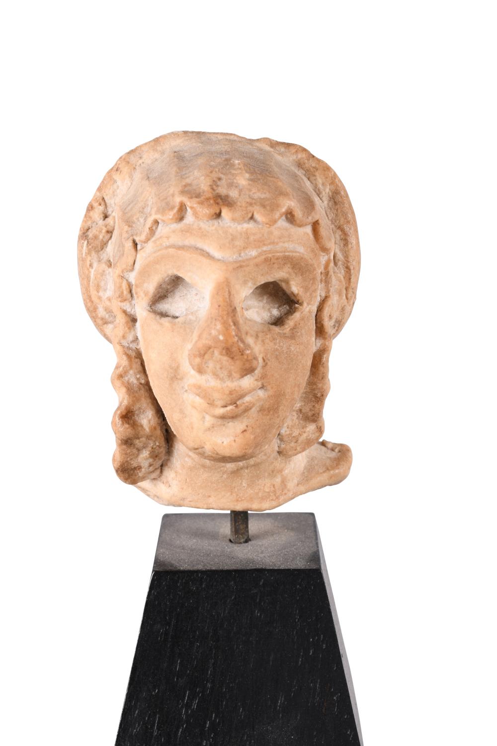 SUMERIAN LIMESTONE HEAD OF A FEMALE