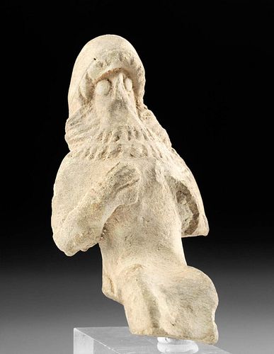 SUMERIAN POTTERY SEATED FIGURE W/