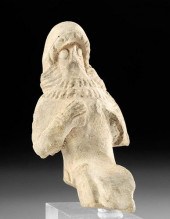SUMERIAN POTTERY SEATED FIGURE