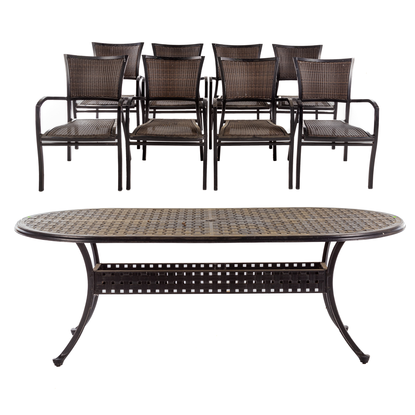 SUNBRELLA METAL WOVEN PATIO TABLE &