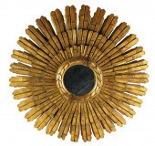SUNBURST WALL MIRROR, GILDED W