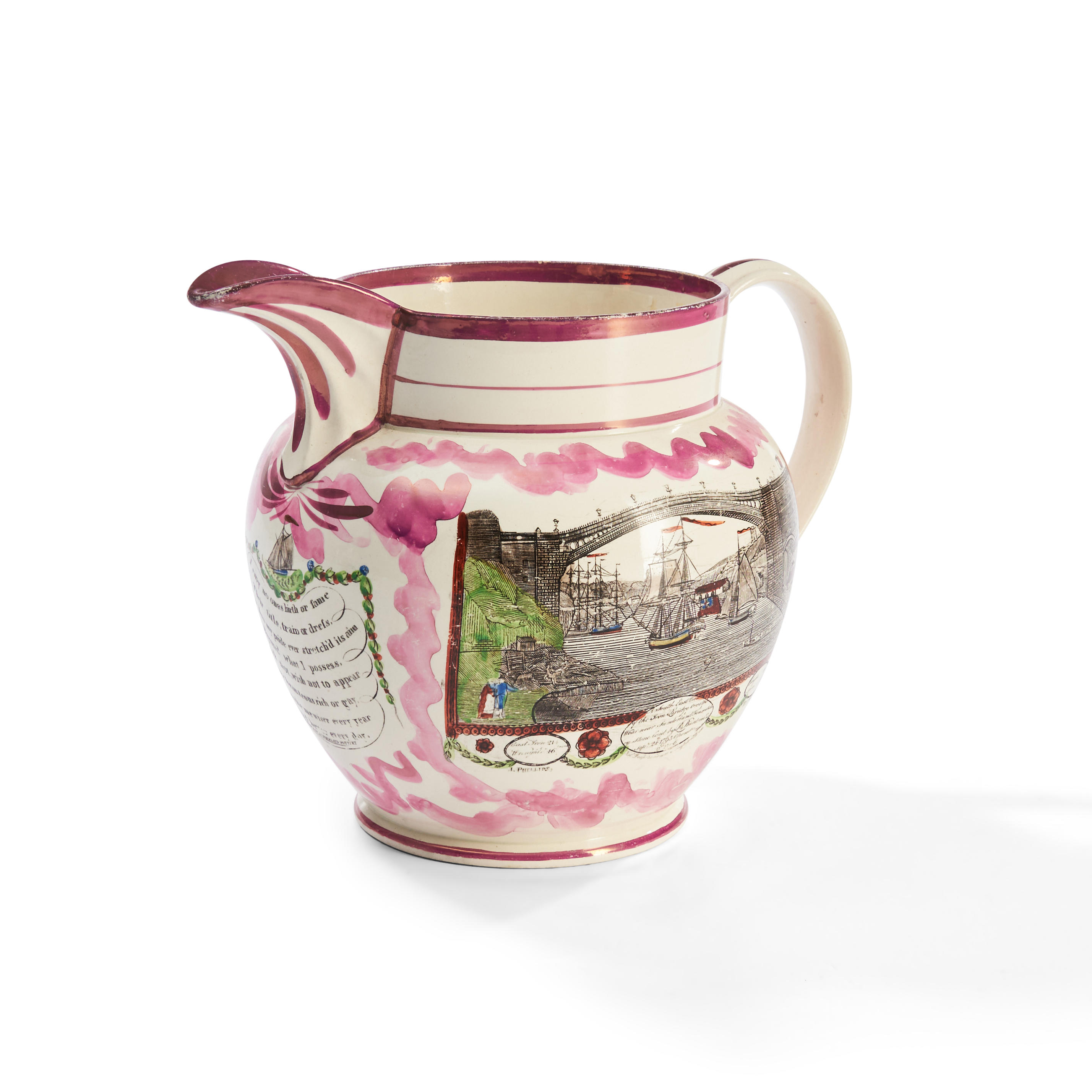 SUNDERLAND PINK LUSTRE JUG,