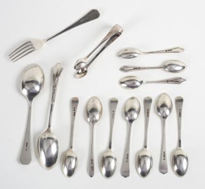 Sundry silver teaspoons etc.,