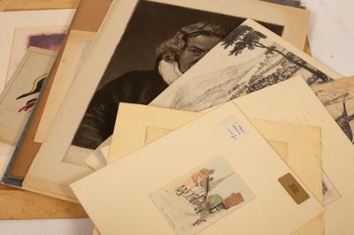 Sundry unframed prints and
