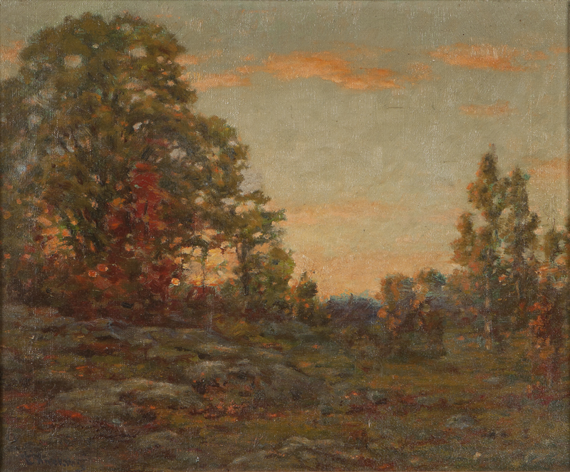 ''Sunset'' oil on canvas. 13.25'' H
