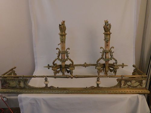 SUPERB BRONZE & ONYX ANDIRON