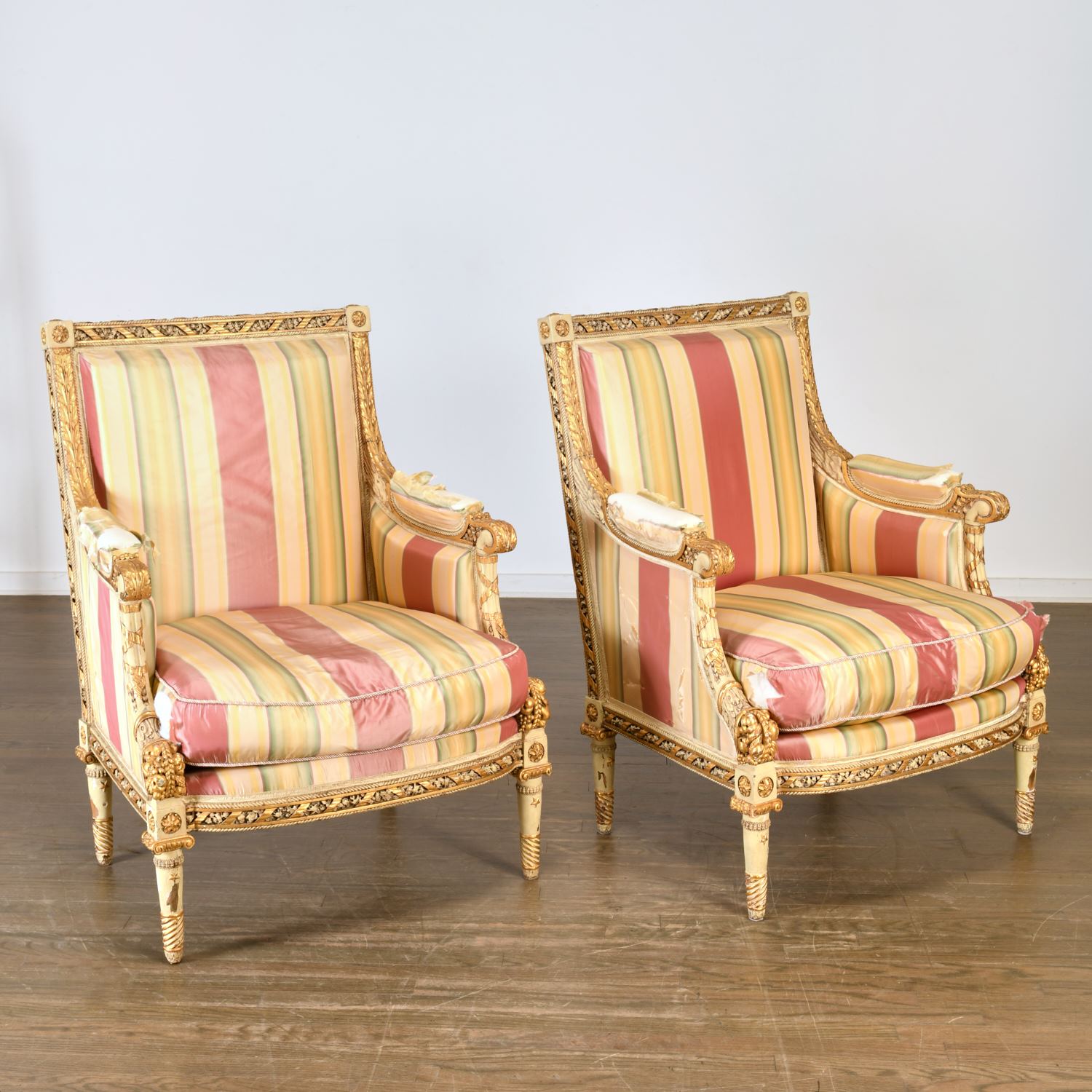SUPERB PAIR EMPIRE PAINTED AND GILT