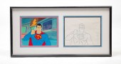 SUPERMAN ANIMATION CEL AND PEN