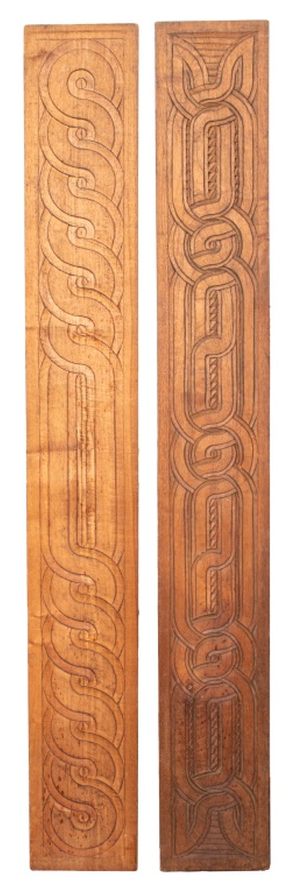 SURINAME MAROON CARVED WOOD PANELS,