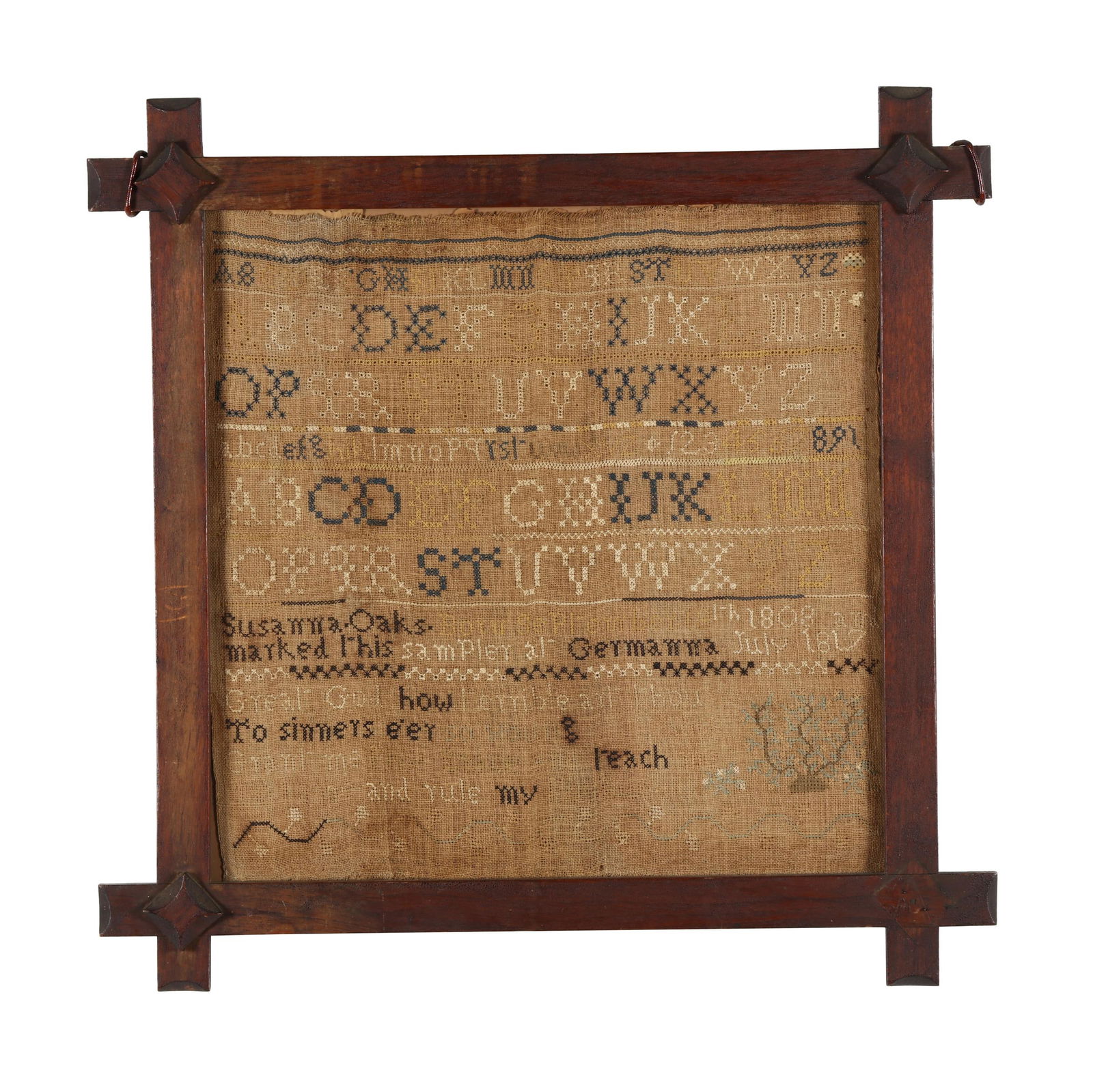 SUSANNA OAKS' SAMPLER DATED 1817,