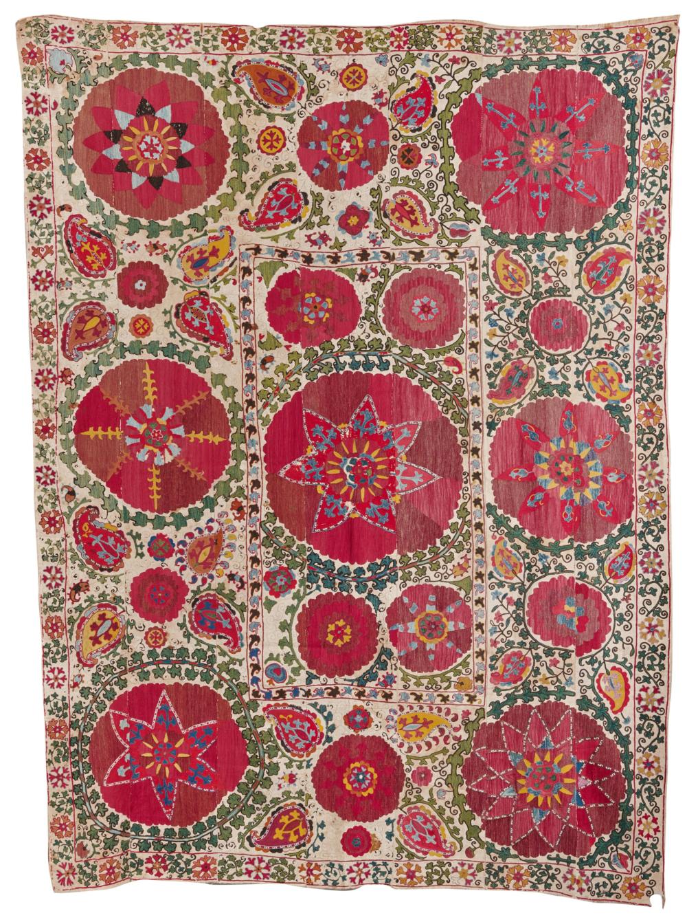 SUZANI EMBROIDERY, TURKESTAN, CA.