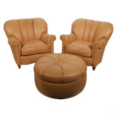 SWAIM TAN LEATHER CLUB ARMCHAI