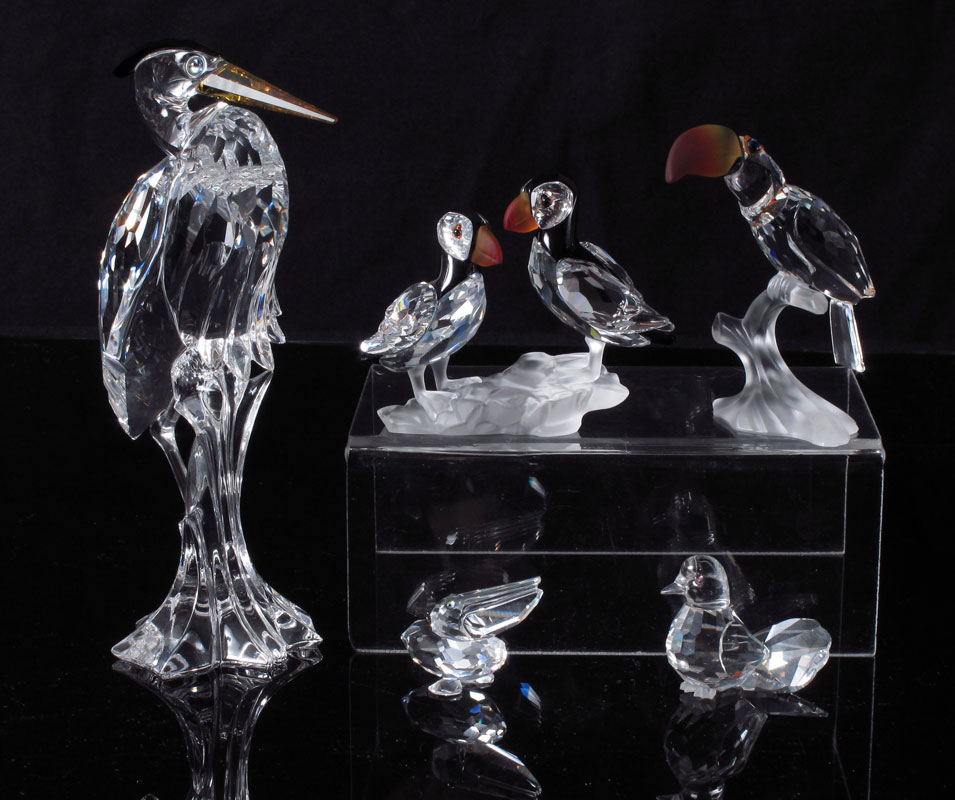 SWAROVSKI CRYSTAL 5 BIRD FIGURINES: