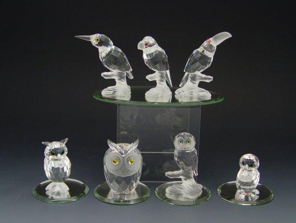 SWAROVSKI CRYSTAL 7 PIECE OWL &