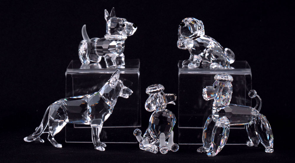 SWAROVSKI CRYSTAL DOG FIGURINES: To