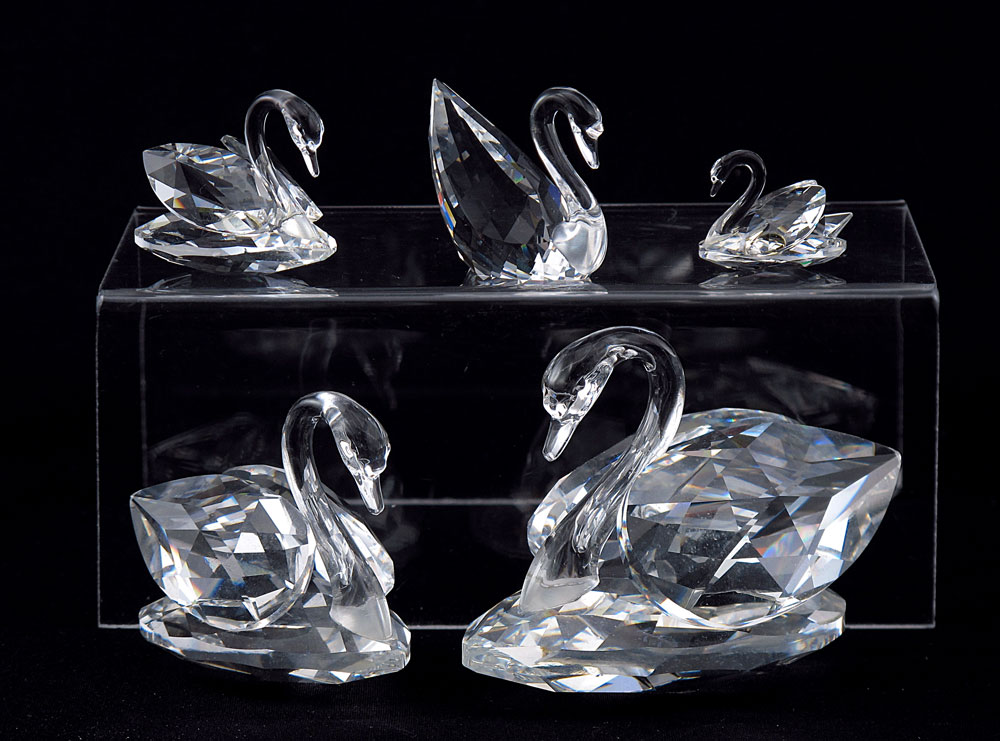 SWAROVSKI CRYSTAL SWAN FIGURINES: