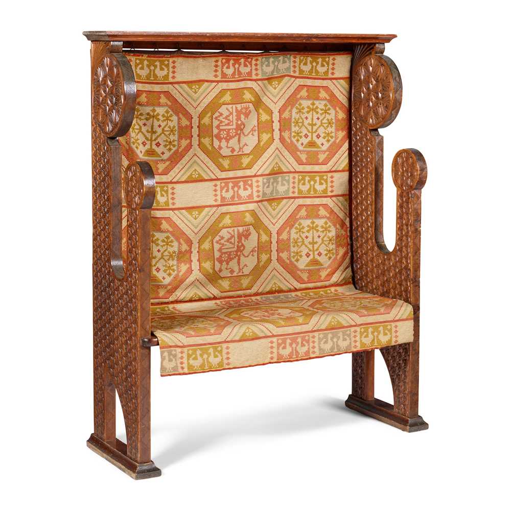 SWEDISH ARTS & CRAFTS SETTLE, CIRCA