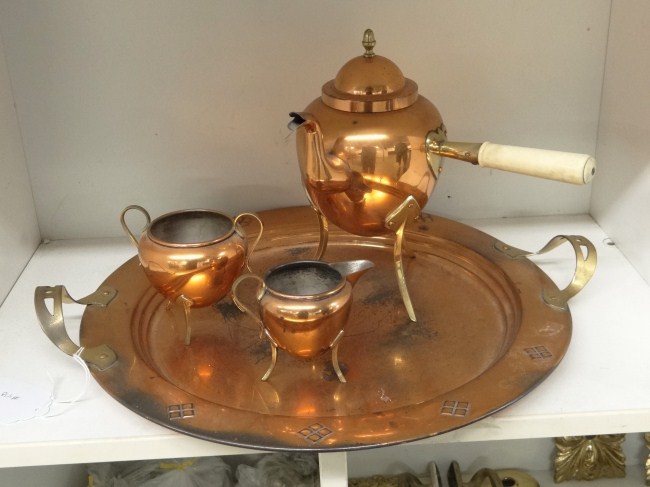 Swedish four pcs. copper coffee