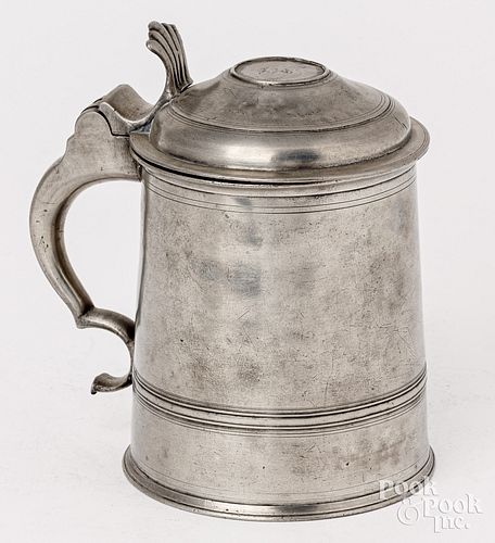 SWEDISH PEWTER LIDDED TANKARD, 19TH