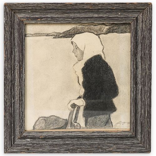 (SWEDISH SCHOOL) SIGNED CHARCOAL ON