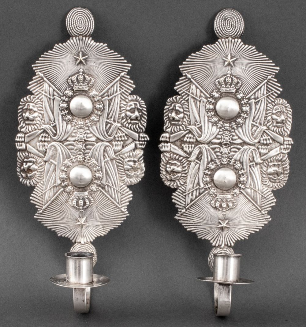 SWEDISH SILVER PLATED SCONCES, 2
