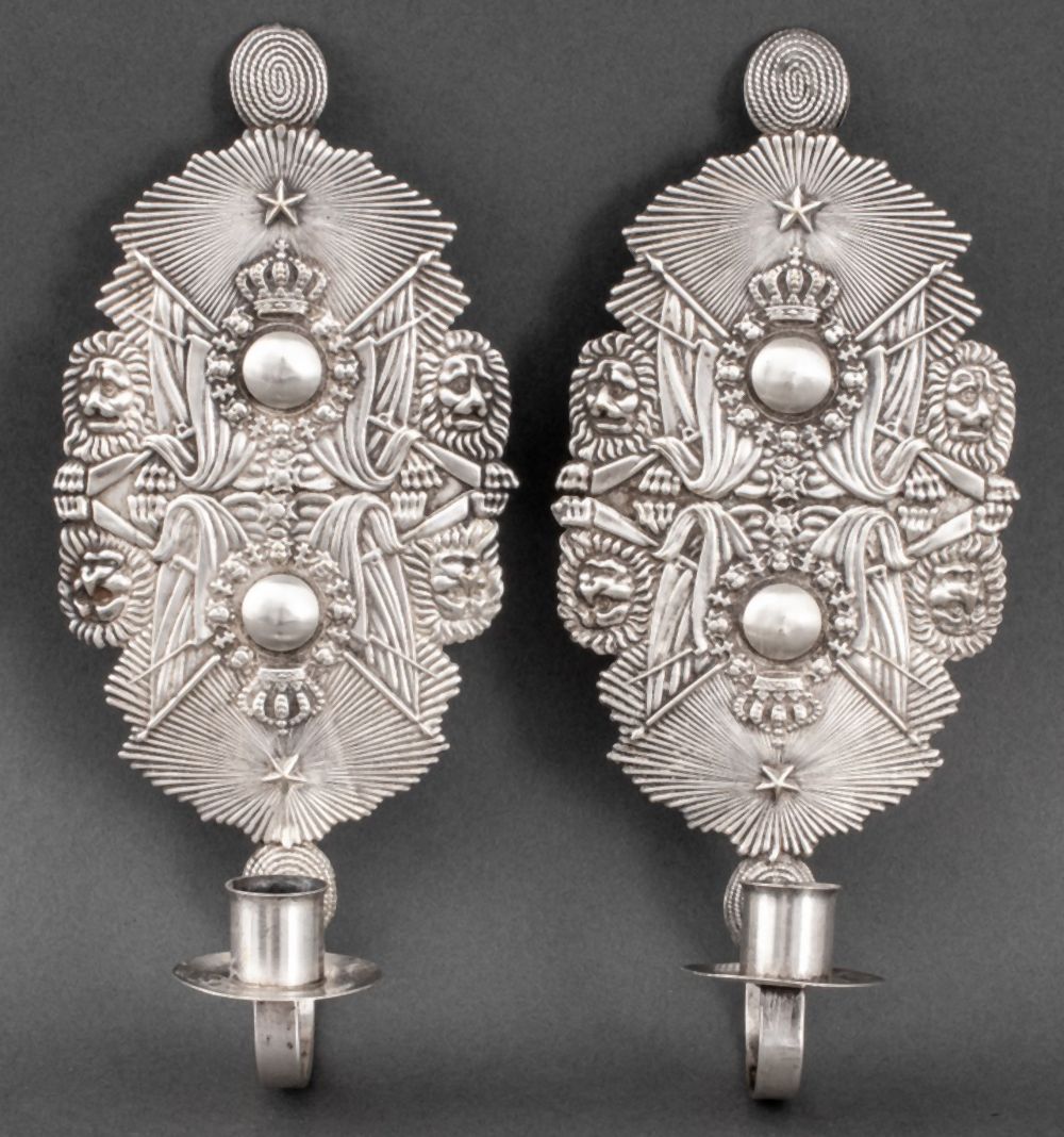 SWEDISH SILVER PLATED SCONCES, 2