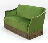SWEDISH VELOUR FRINGE SOFA C.