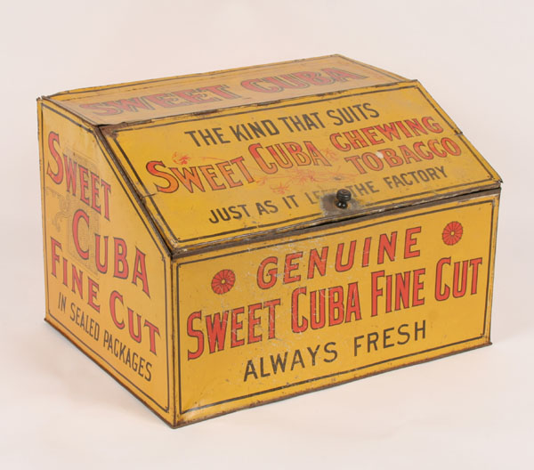 Sweet Cuba hinged slant lid tin