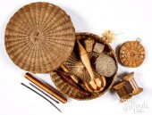 SWEETGRASS SEWING BASKET, CA.