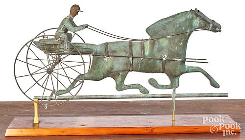 SWELL-BODIED COPPER HORSE AND SULKY