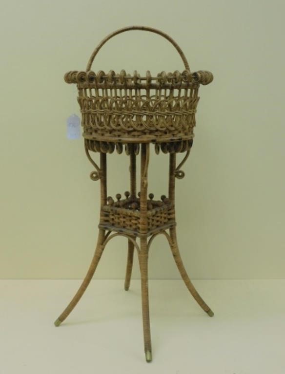 SWING HANDLED WICKER SEWING BASKET,