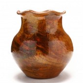 SWIRL CLAY RUFFLED RIM VASE, N