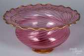 SWIRL RUBY GLASS CENTERPIECE B