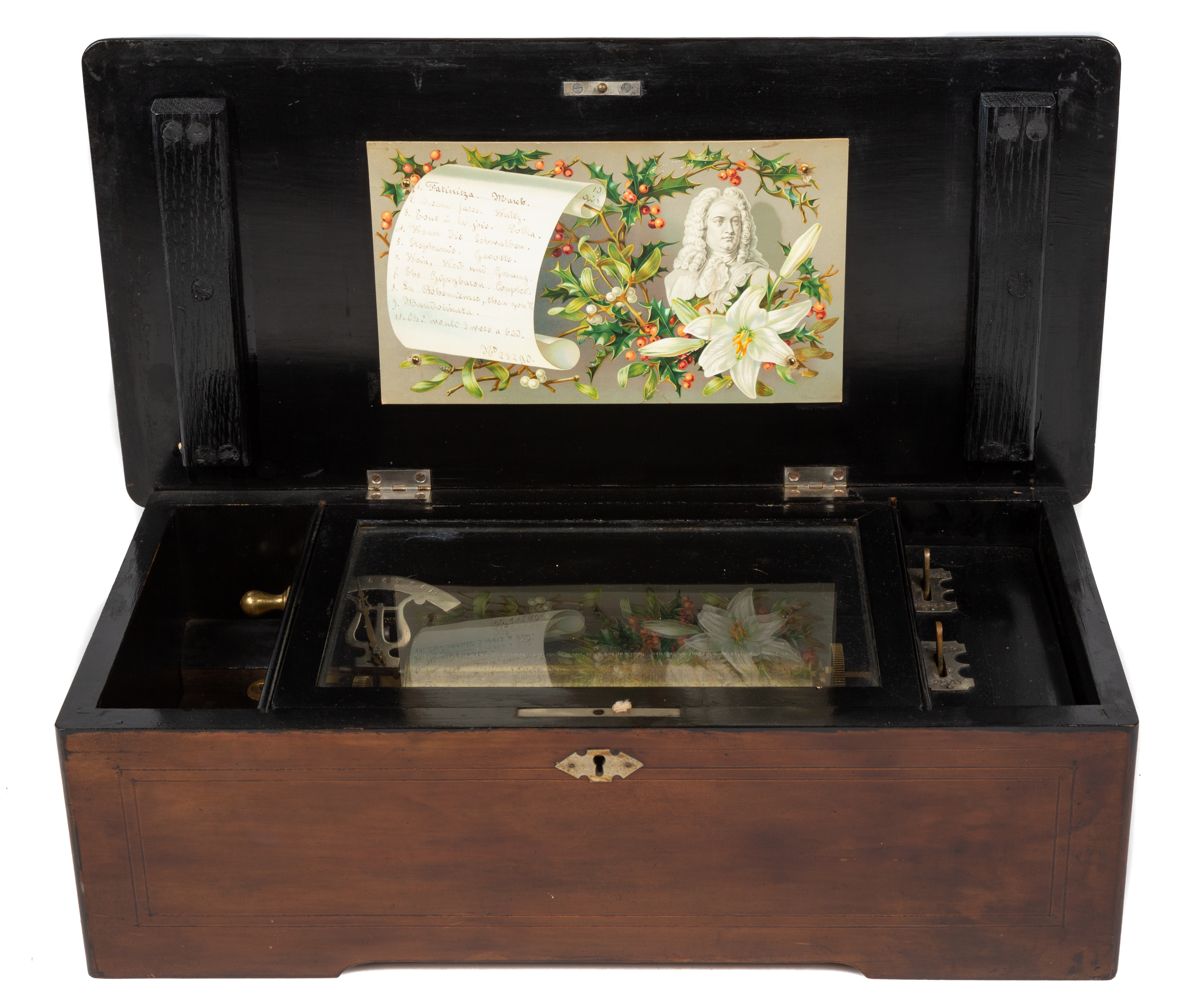 SWISS 10 TUNE CYLINDER MUSIC BOX