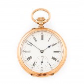 SWISS 18KT GOLD OPEN-FACE WATC