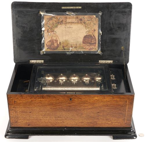 SWISS 8-TUNE CYLINDER MUSIC BOX